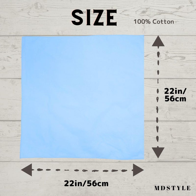 MD Style 100% Cotton Solid Color Bandana for Men & Women 22" x 22" Handkerchief Headband Scarf - Image 3